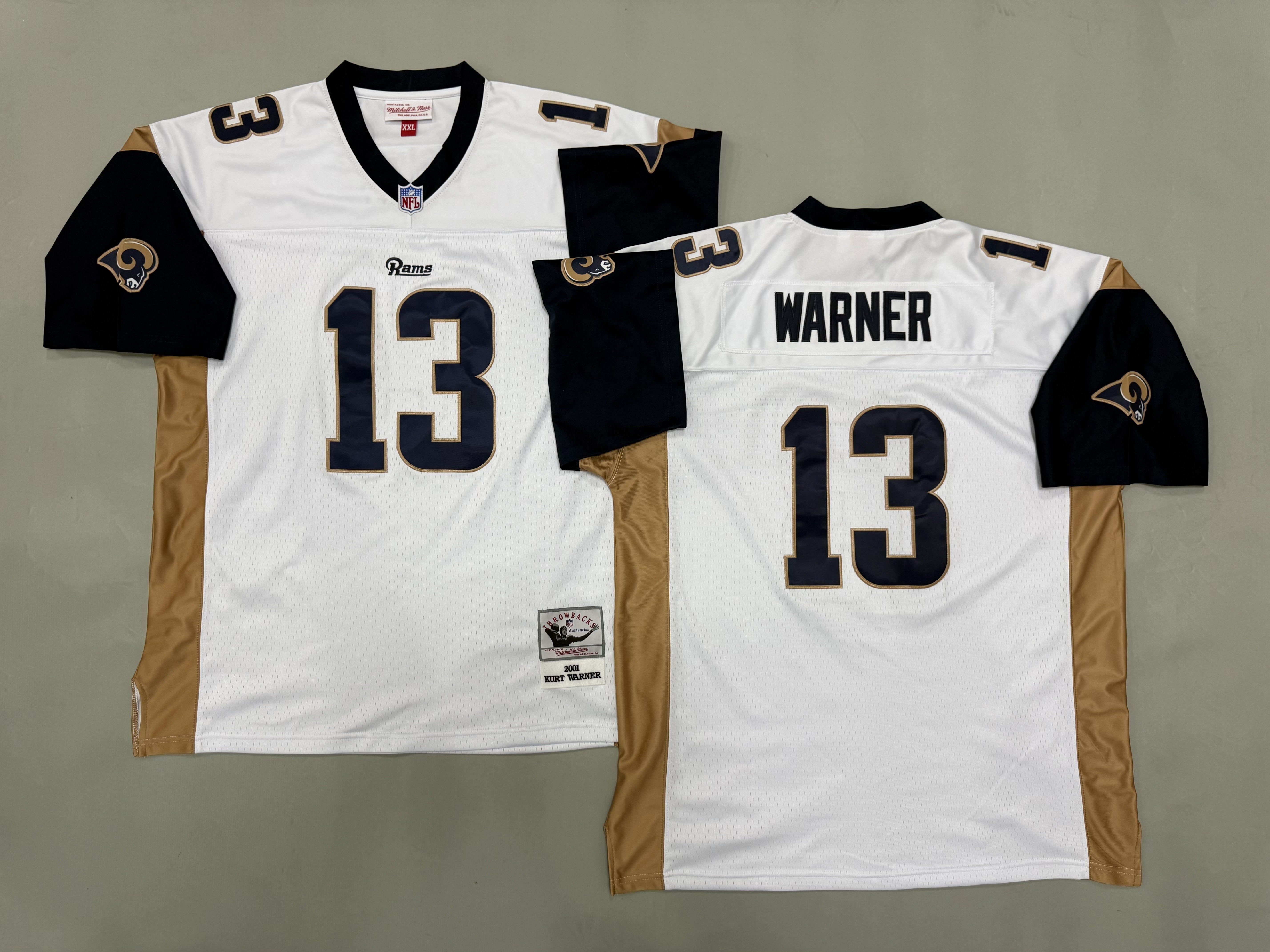 Men 2026 Los Angeles Rams #13 Warner White Throwback Game NFL Jersey 001-0